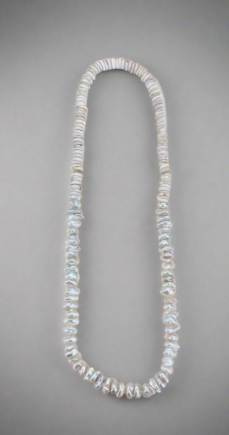 70's Hawaiian Puka Shell and Freshwater Keshi
