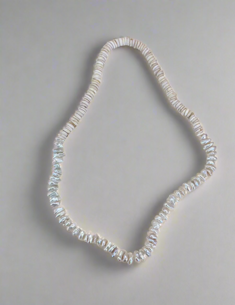 70's Hawaiian Puka Shell and Freshwater Keshi