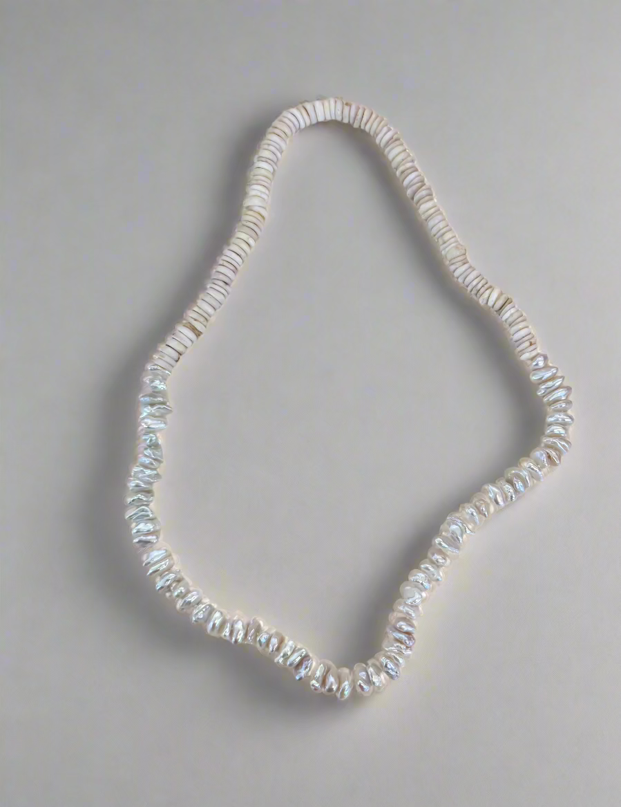 70's Hawaiian Puka Shell and Freshwater Keshi