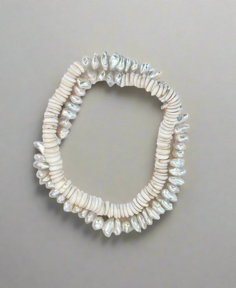70's Hawaiian Puka Shell and Freshwater Keshi