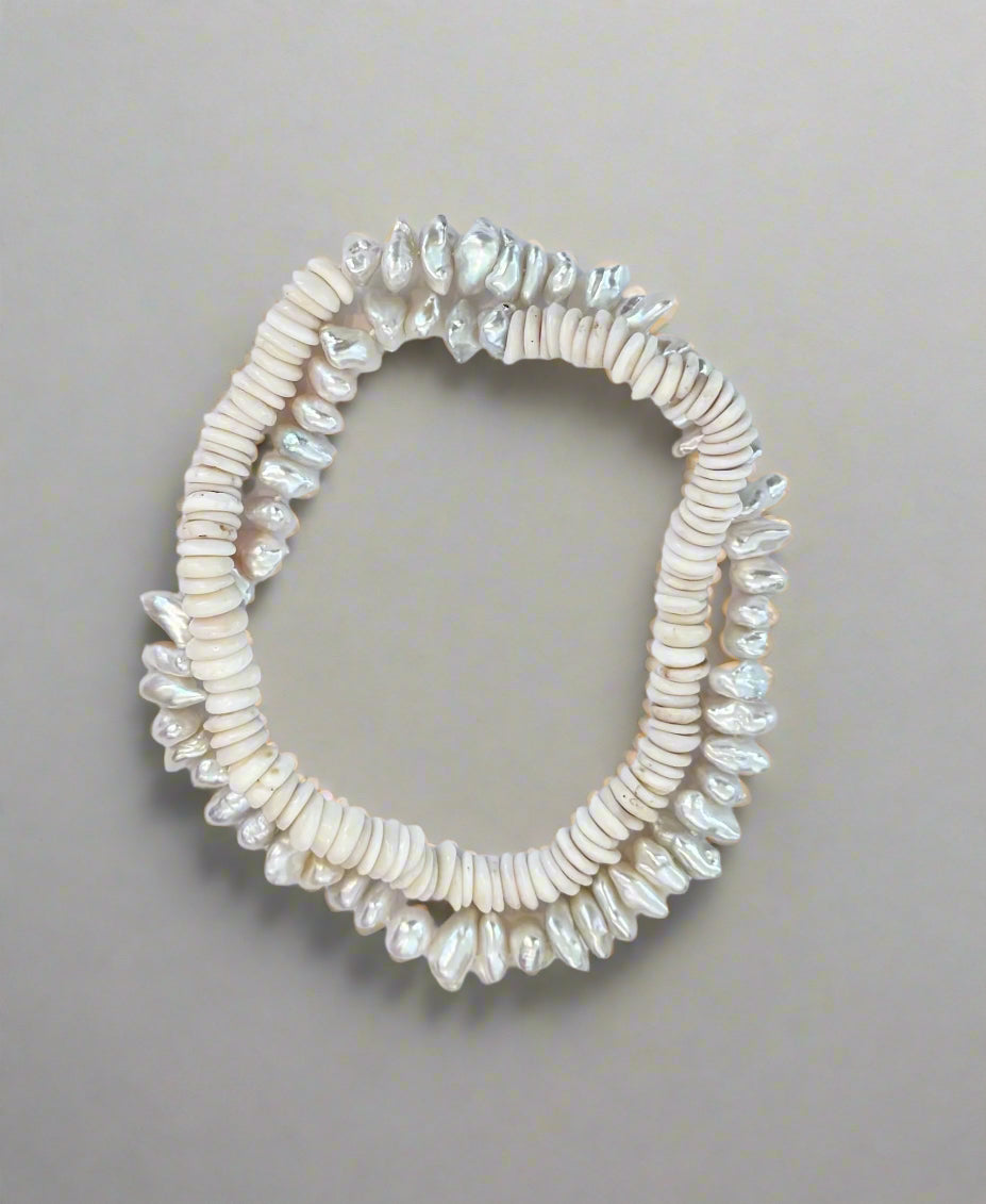 70's Hawaiian Puka Shell and Freshwater Keshi