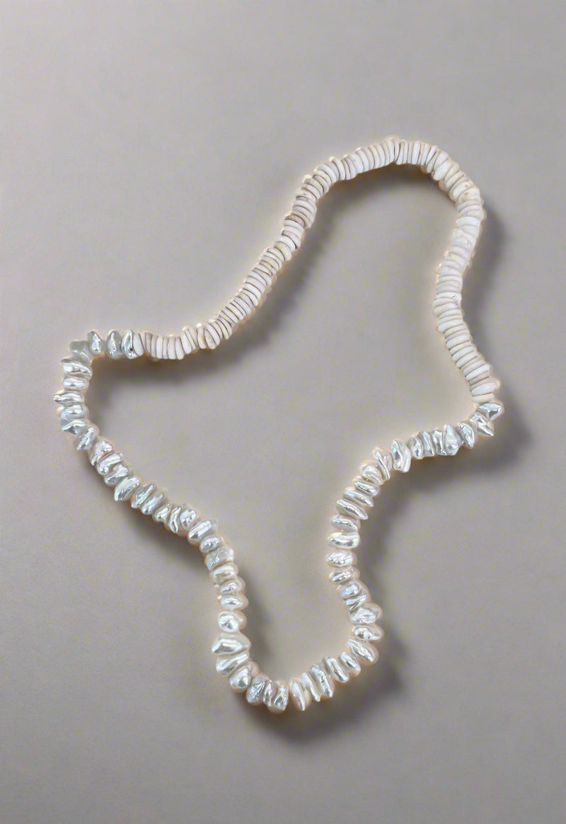 70's Hawaiian Puka Shell and Freshwater Keshi