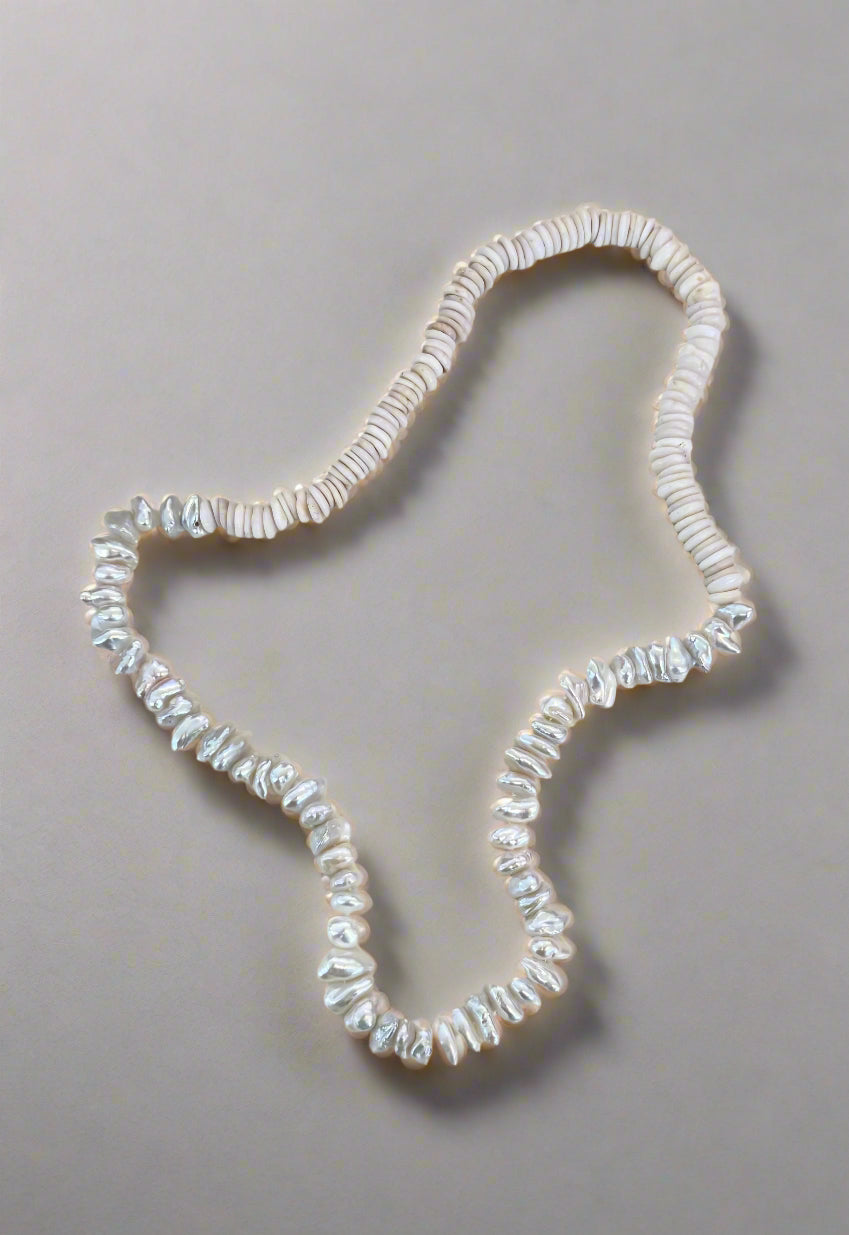 70's Hawaiian Puka Shell and Freshwater Keshi
