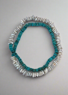 Turquoise Heishi and Freshwater Keshi