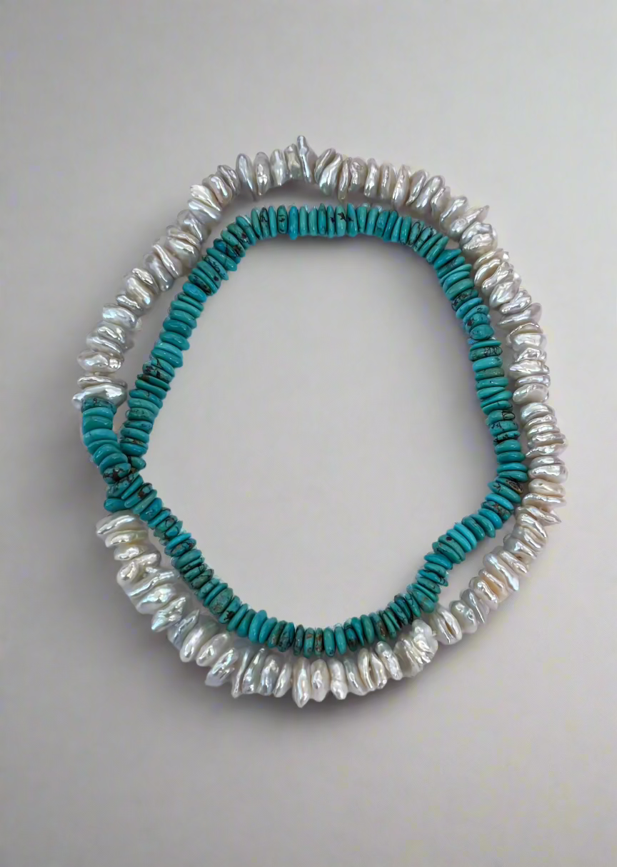 Turquoise Heishi and Freshwater Keshi