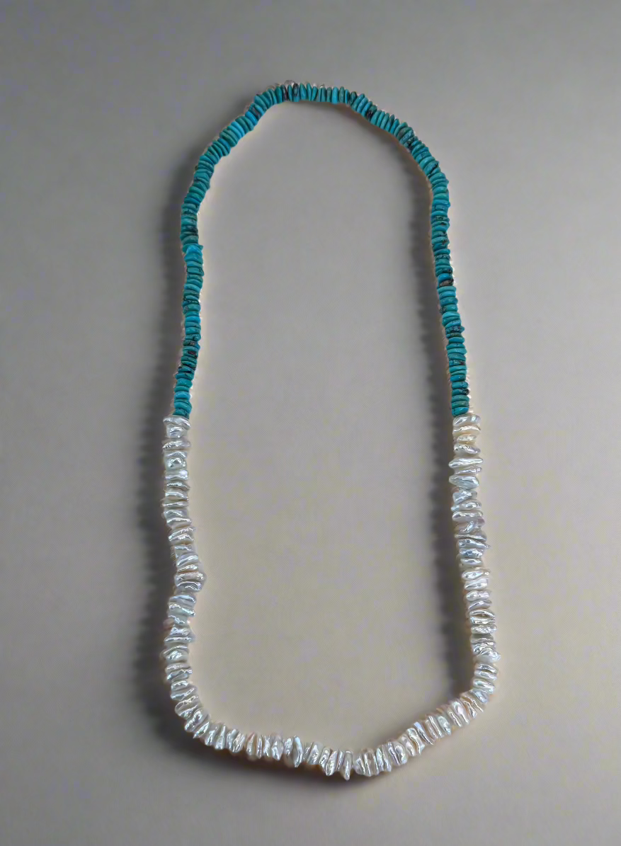 Turquoise Heishi and Freshwater Keshi