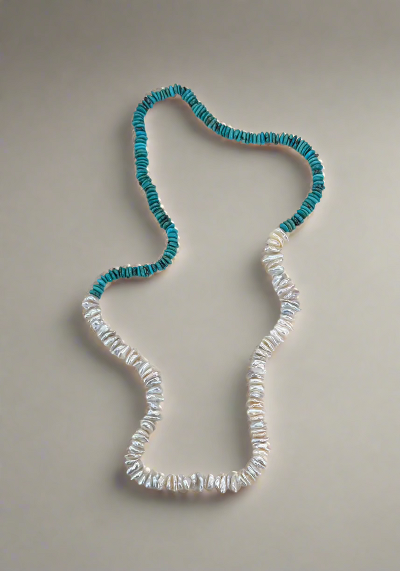 Turquoise Heishi and Freshwater Keshi