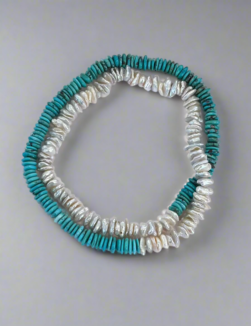 Turquoise Heishi and Freshwater Keshi