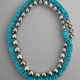 Will Hannigan Sleeping Beauty Turquoise Heishi and Tahitian Round Pearls