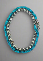 Sleeping Beauty Turquoise Heishi and Tahitian Round Pearls