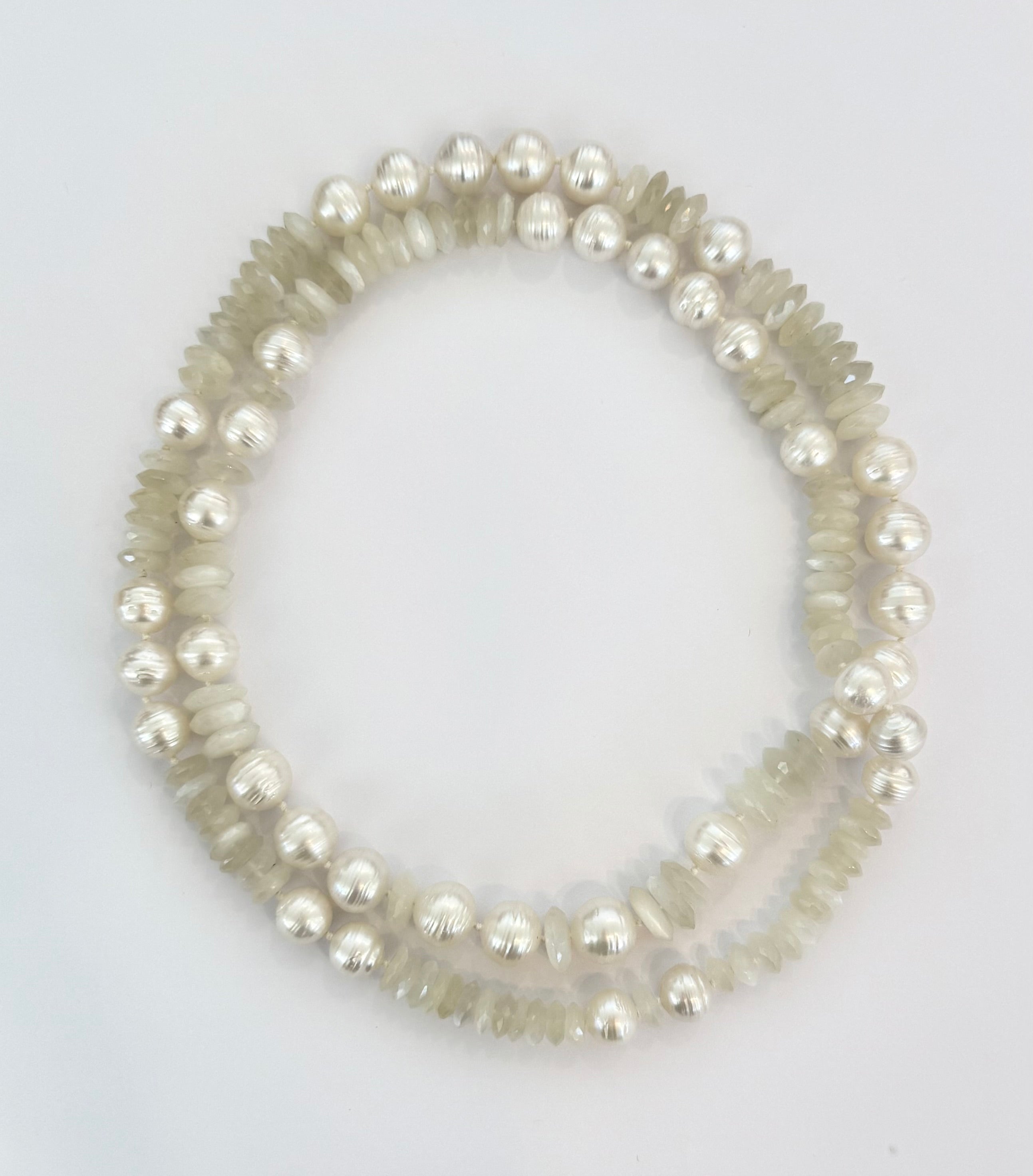 Faceted Moonstone Beads and Australian Southsea Baroque Pearls