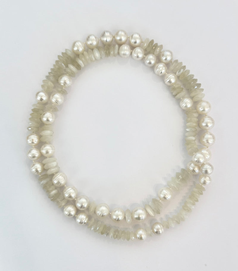Faceted Moonstone Beads and Australian Southsea Baroque Pearls