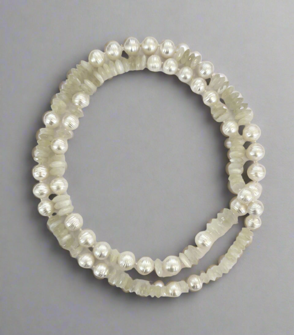 Faceted Moonstone Beads and Australian Southsea Pearls