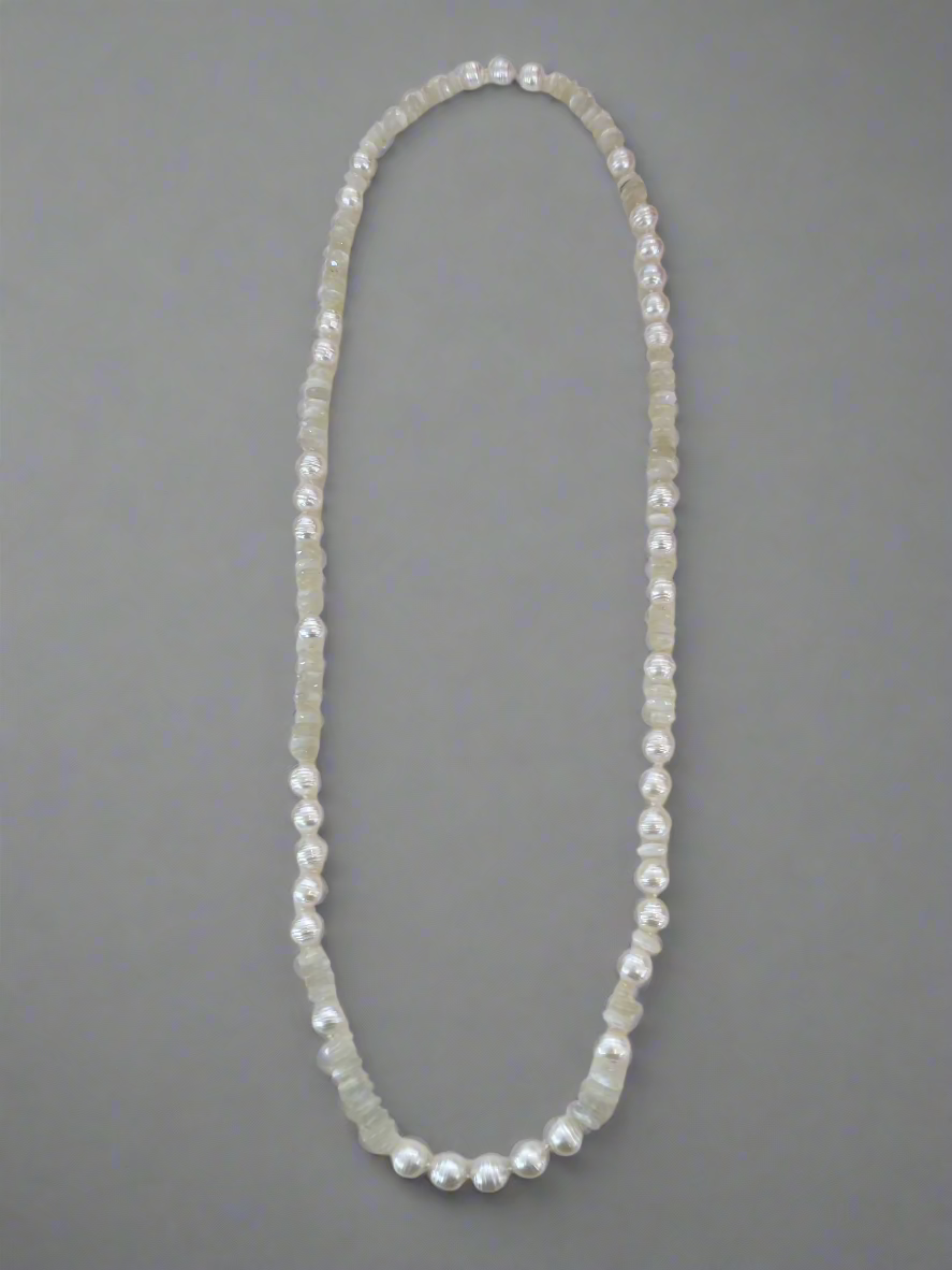Faceted Moonstone Beads and Australian Southsea Pearls