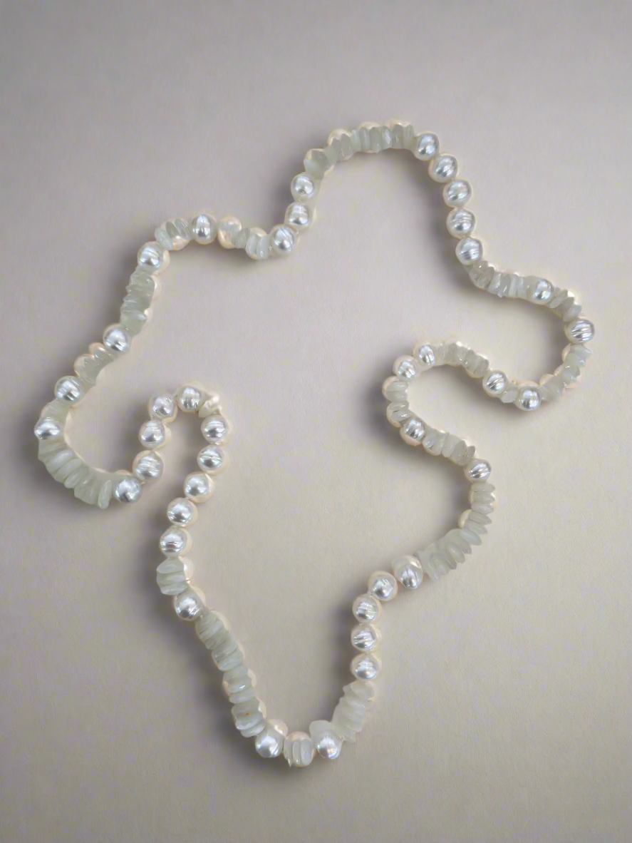 Faceted Moonstone Beads and Australian Southsea Pearls