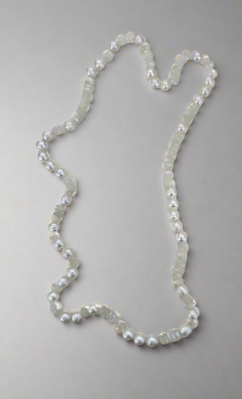 Faceted Moonstone Beads and Australian Southsea Pearls