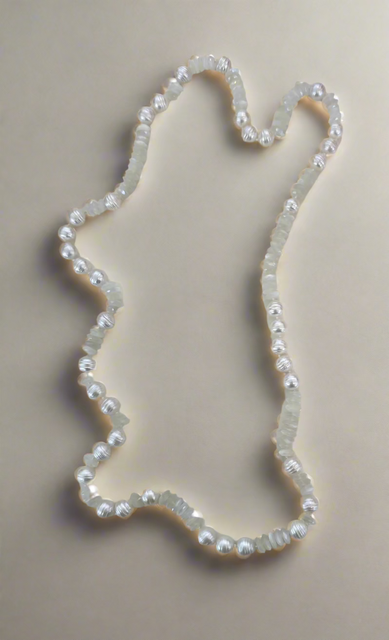 Faceted Moonstone Beads and Australian Southsea Baroque Pearls