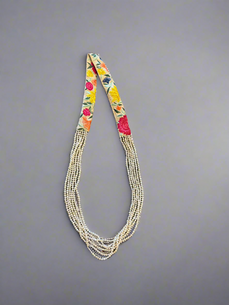 Indian Silk Ribbon and Freshwater Pearls