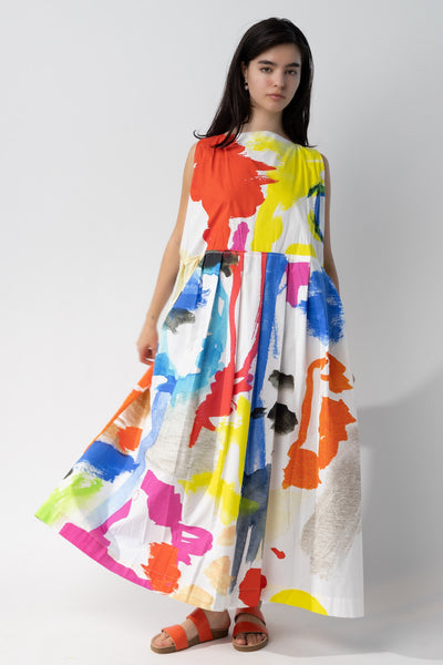 Sleeveless Abstract Cotton Dress