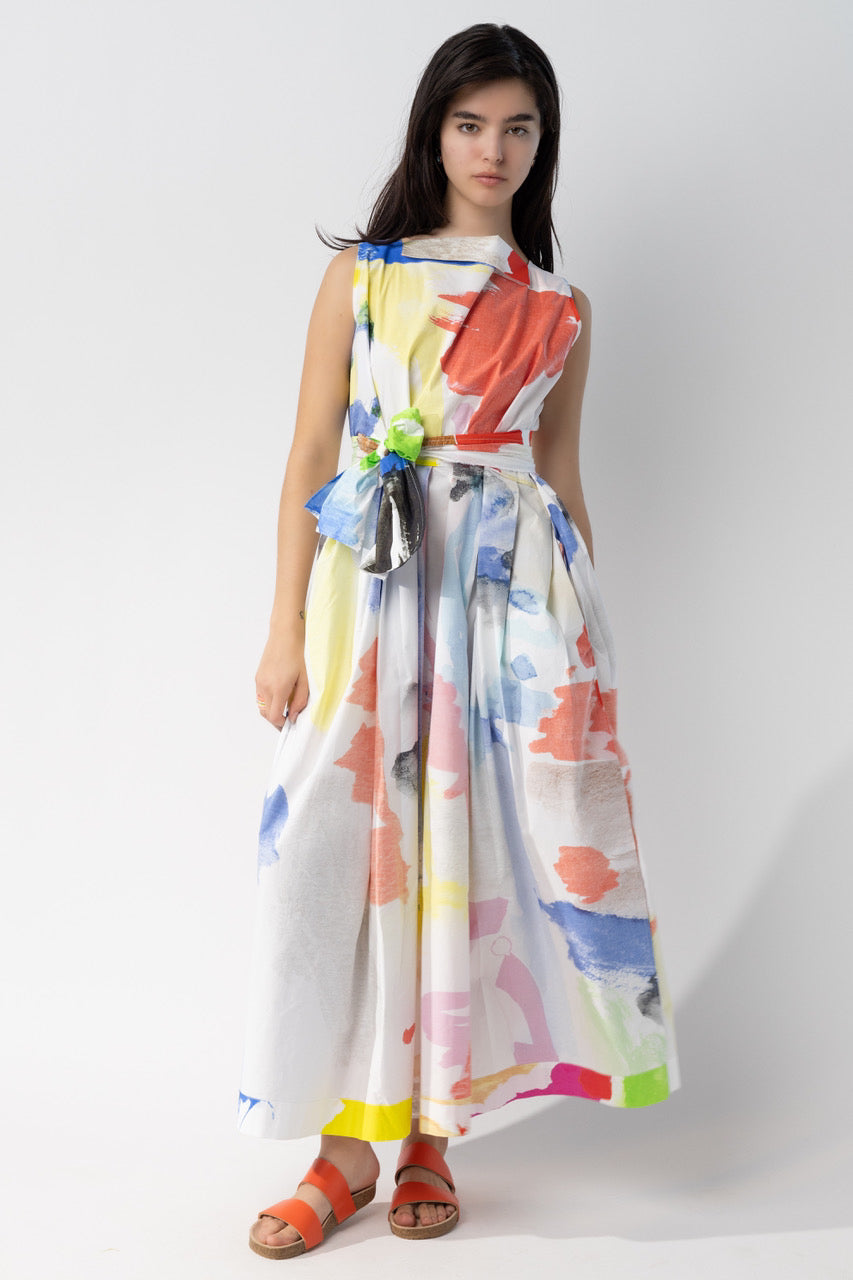 Sleeveless Abstract Cotton Dress