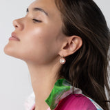 Silver Tile Round Earrings