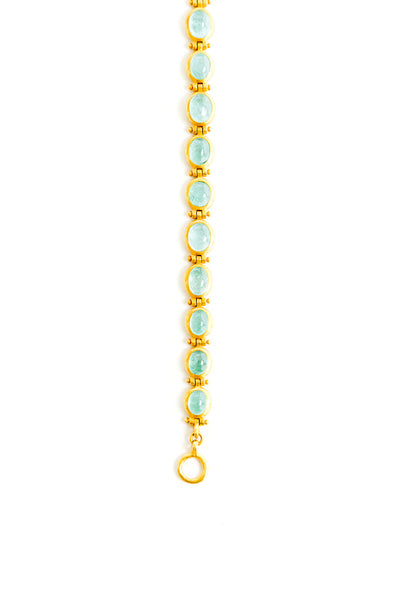 22K Yellow Gold Hinged Cabochon Emerald Bracelet