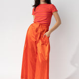 Silk Trouser with Pockets and self-tie waist