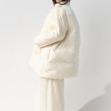 Washed Nylon Down Coat with Pockets