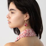 22K Rose Gold Pearshaped Rubelite and Diamond Earrings