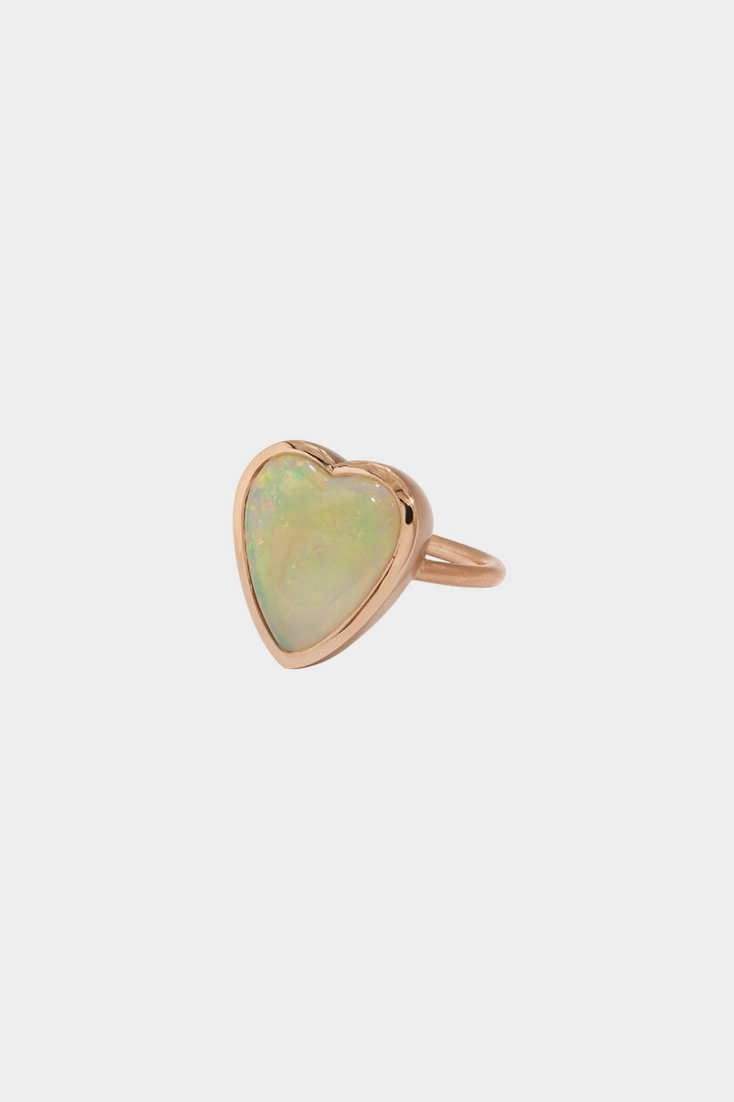 18K Rose Gold Ring with Bezel Set Heart Shape Opal