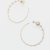 18K Yellow Gold Large Circle Hoops with Diamonds