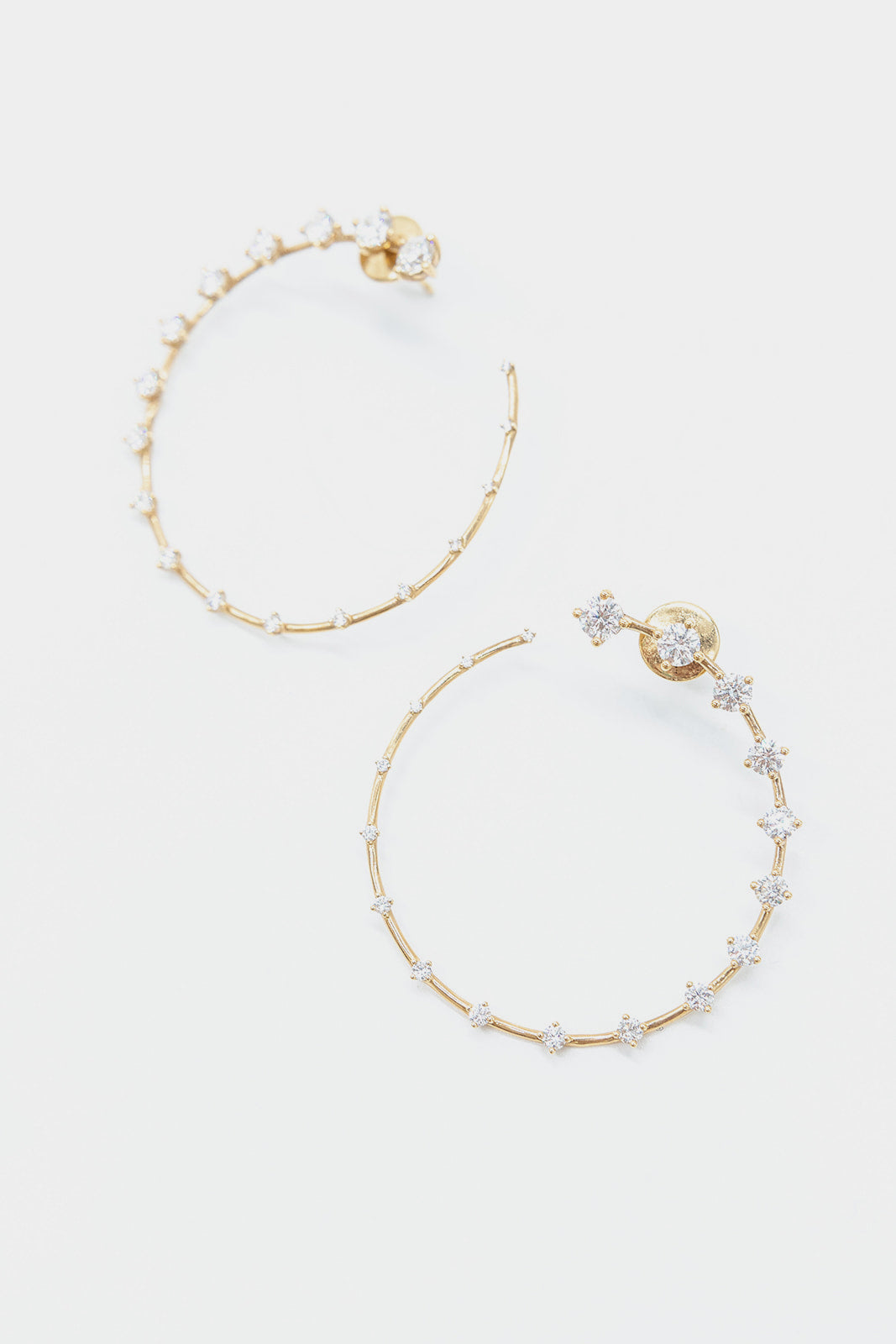 18K Yellow Gold Large Circle Hoops with Diamonds