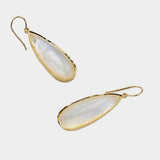 Irene Neuwirth 18k Yellow Gold Earrings Set with Rose Cut Rainbow Moonstone