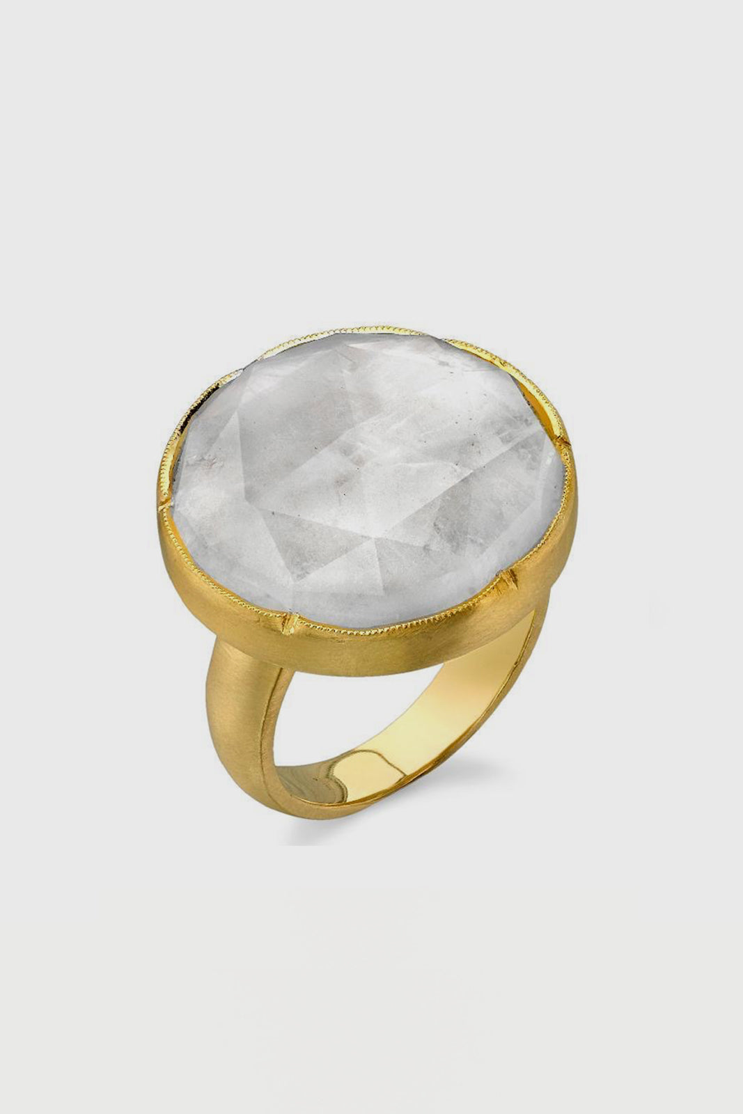 18K Yellow Gold 20mm Rainbow Moonstone Ring