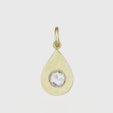 Irene Neuwirth 18K Yellow Gold Pear Shaped Pendant Set with 5mm Diamond