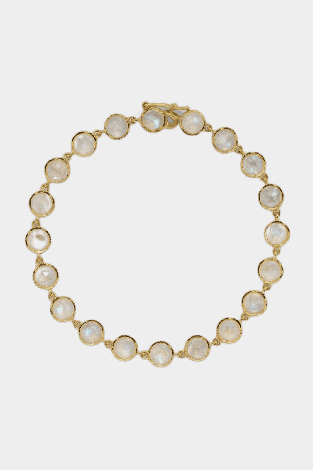 18K Yellow Gold Bracelet with 5mm Rose Cut Rainbow Moonstone