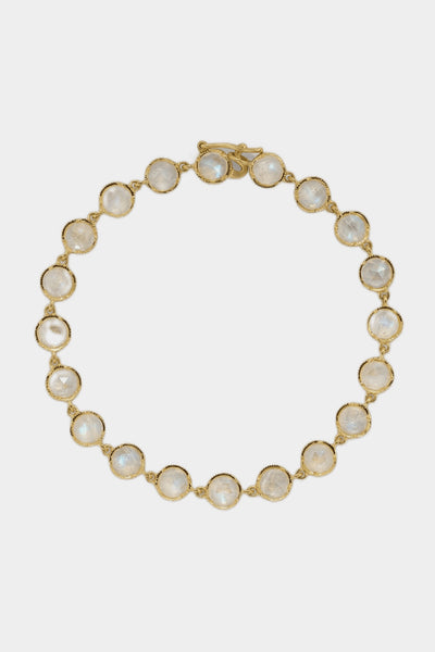 18K Yellow Gold Bracelet with 5mm Rose Cut Rainbow Moonstone