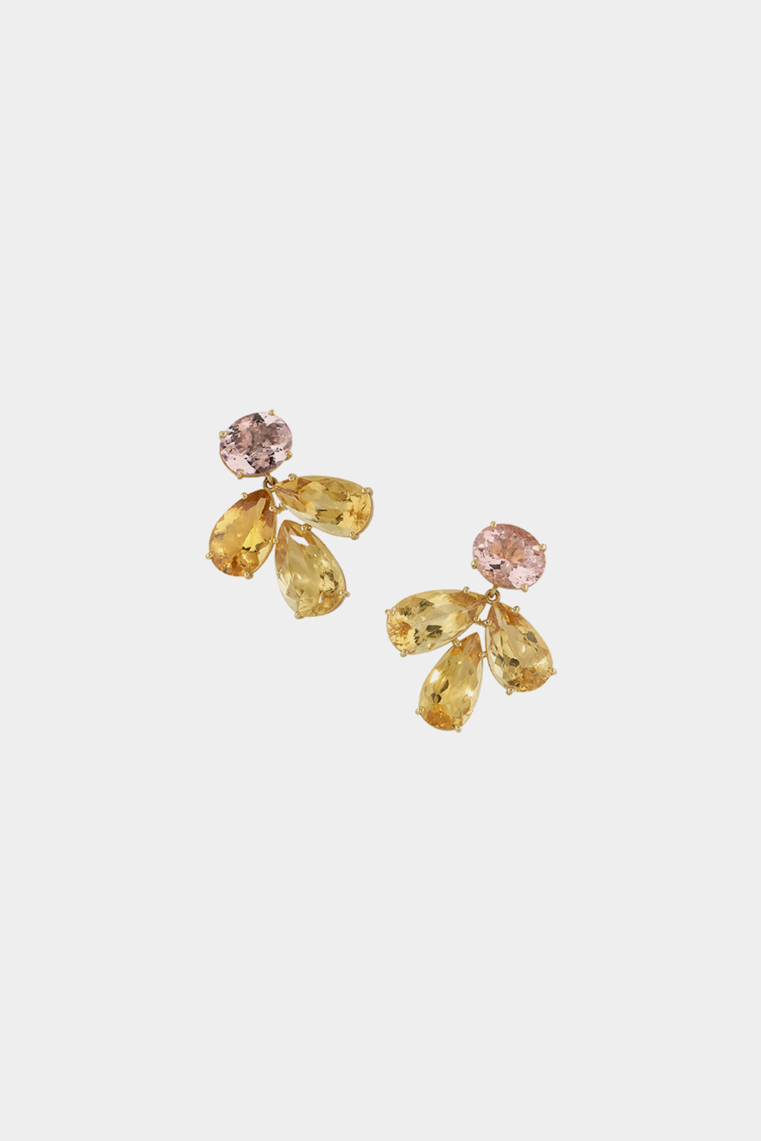 18K Yellow Gold Earrings with Morganite and Beryl