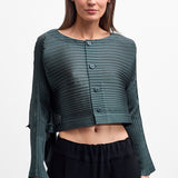 Issey Miyake Paneled Pleats Cardigan
