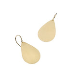 Front view of flat gold 18K YG Large Pear Drops on white background, with no model shown.