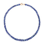 Front view of 18K RG 18" Tanzanite Necklace on white background with no model shown.