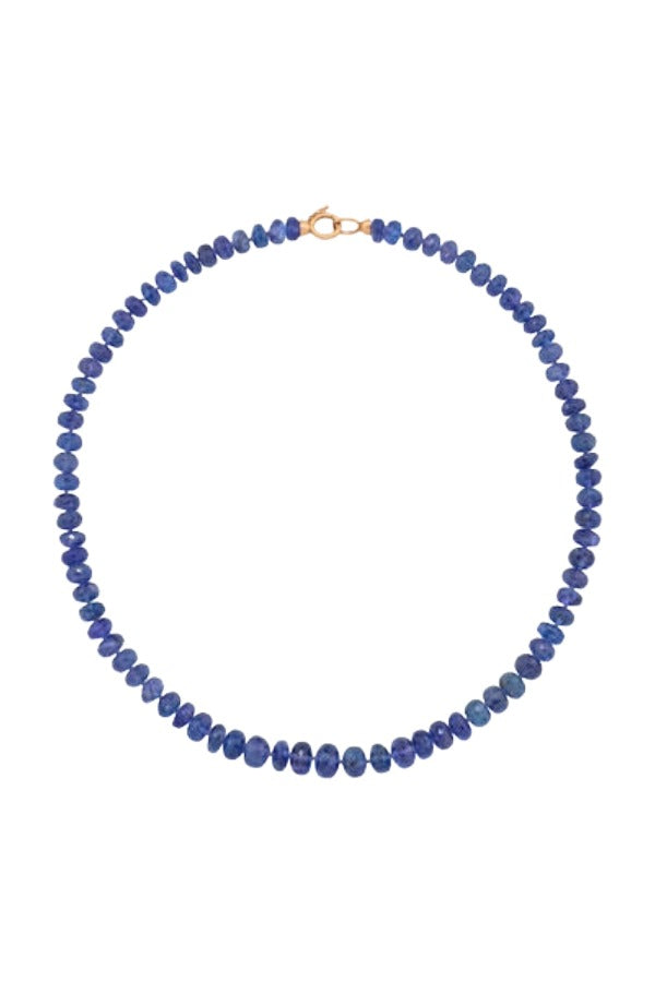 Front view of 18K RG 18" Tanzanite Necklace on white background with no model shown.