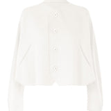 Front view of white campagne cardigan on white background, with no model shown.