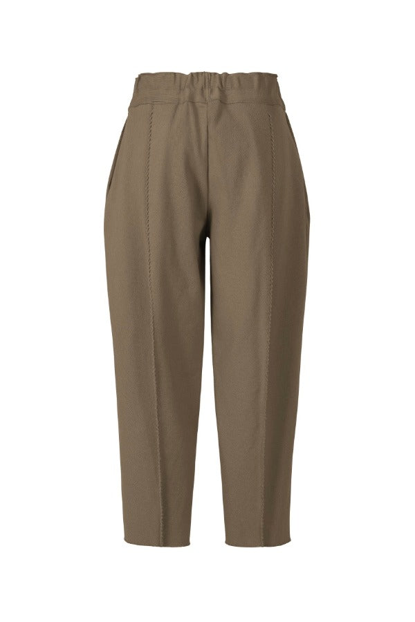 Back view of khaki campagne pants on white background, with no model shown.