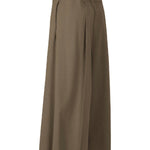 Side view of khaki campagne pants on white background, with no model shown.