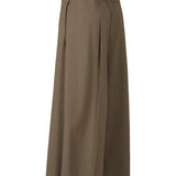 Side view of khaki campagne pants on white background, with no model shown.