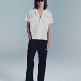 SS OPEN COLLAR SHIRT | YELLOW STRIPE