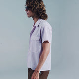 SS OPEN COLLAR SHIRT | PINK STRIPE