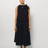 Louiza Babouryan Viscose/Cotton Tie Neck Top