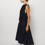 Louiza Babouryan Viscose/Cotton Tie Neck Top